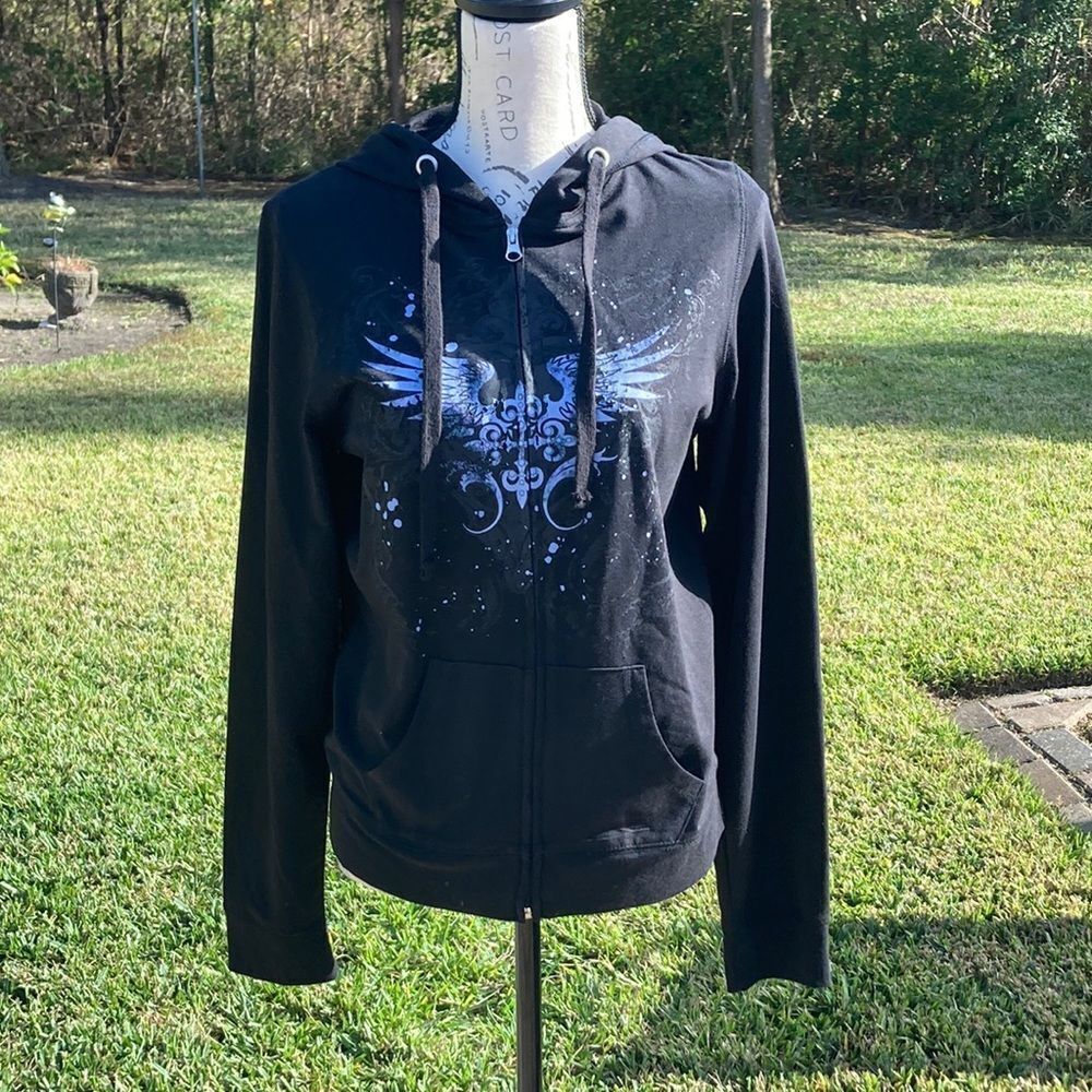 Miami Style black zip up hoodie, size XL‎